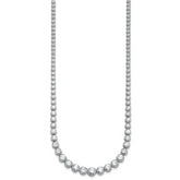 14k White Gold 11 carat Lab Grown Diamond VS/SI+ G+ Complete Round 20 inch Graduated Tennis Necklace